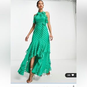 ASOS green halter maxi dress